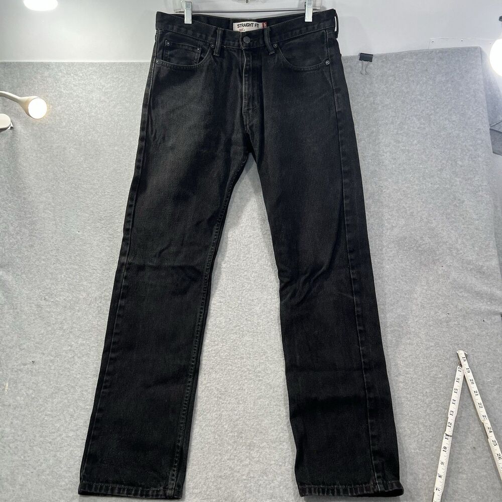 Levi's 505 Men Jeans 32X34 fits 34x33 Black Denim Regular Fit Straight Leg Y2K